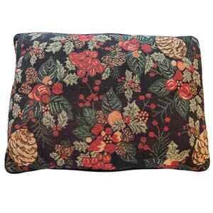 Vintage Christmas Tapestry Black Red Pillow
